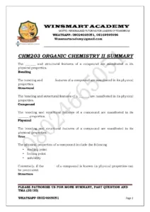 CHM203 Organic Chemistry II Study Guide