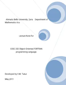 COSC 202: Object-Oriented FORTRAN Programming Language