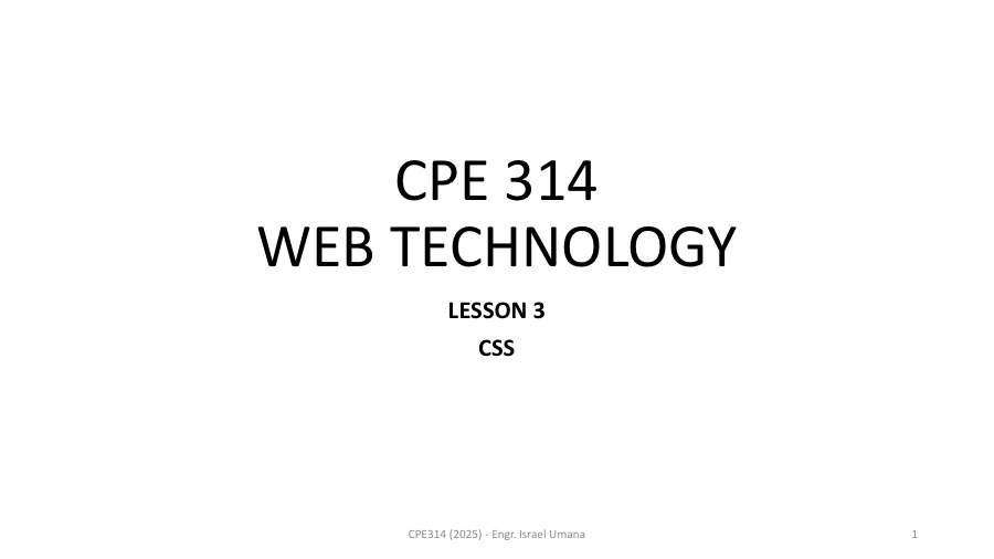 CPE 314 Lesson 3: CSS