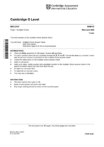 Cambridge O Level Biology 5090/12 Past Paper May/June 2025