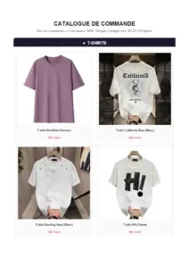 Catalogue de Commande Fournisseur – T-Shirts, Sweatshirts, Pantalons