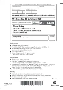 Chemistry Unit 4 Question Paper – Edexcel International A Level