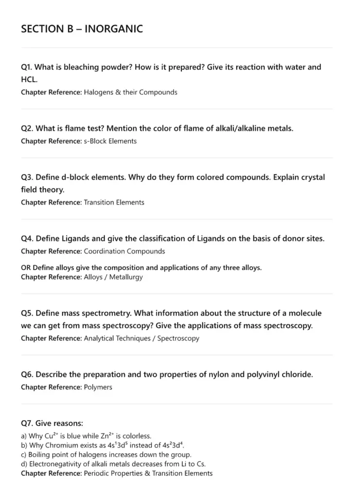 Chemistry XII Reference Guide - Inorganic and Organic Concepts