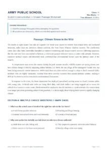 Class IX English Unseen Passage Worksheet