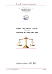 Cours de l’organisation judiciaire 2025