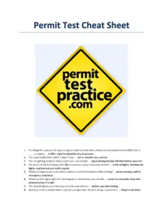 DMV Permit Test Cheat Sheet
