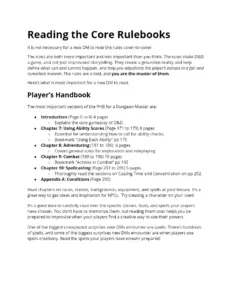 DND New DM Reading List – Essential Player’s Handbook Sections