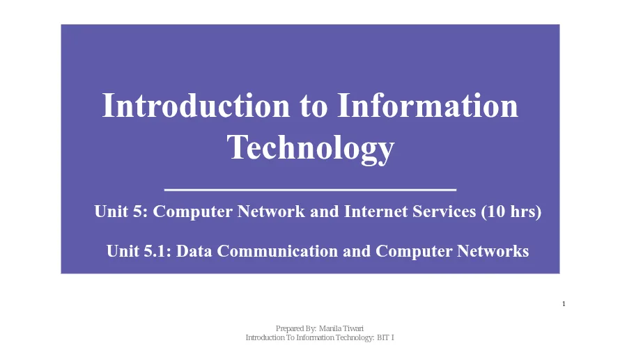 Data Communication and Computer Networks - Unit 5.1