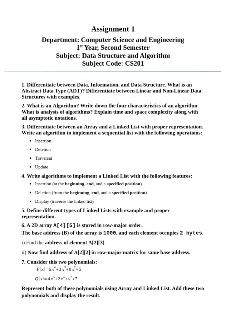Data Structure and Algorithm Assignment - CS201