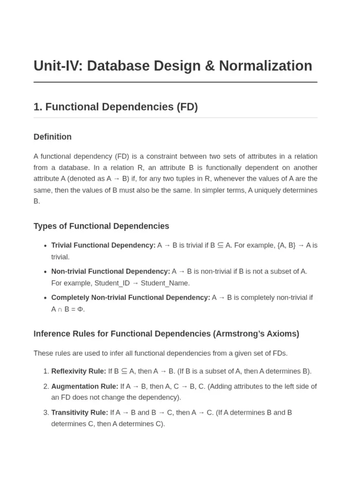 Database Management System Full Notes