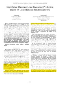 Distributed Database Load Balancing Prediction Based on Convolutional Neural Network