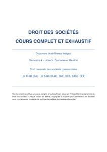 Droit Des Sociétés: Cours Complet