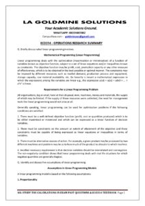 ECO314 Operations Research Summary