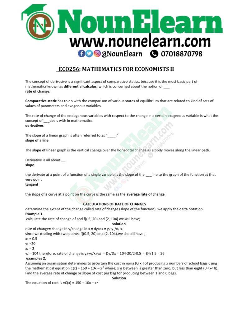 Eco256 Exam Summary - Mathematics for Economists
