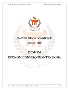 Economic Environment in India – Unit 7: Industrial Development and Private Sector