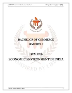Economic Environment in India – Unit 8: Public Sector
