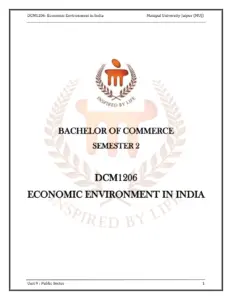 Economic Environment in India – Unit 9: Public Sector