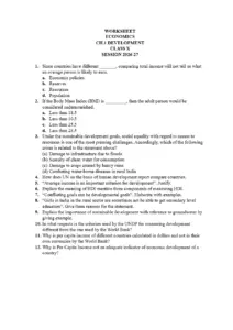 Economics Development Worksheet for Class X – Session 2026-27