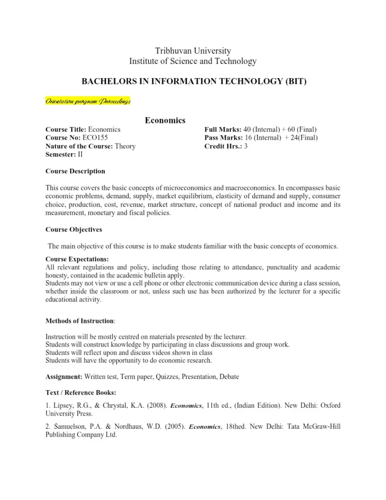 Economics ECO155