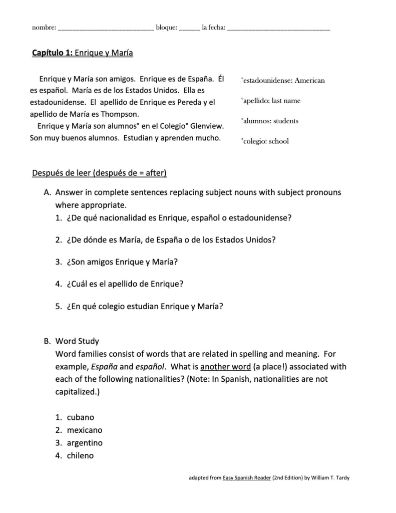 El Colegio Glenview Answer Key