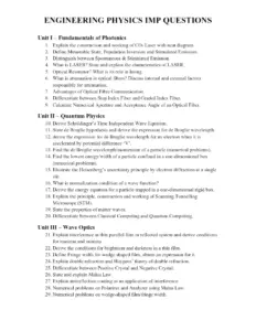 Engineering Physics Unitwise Questions