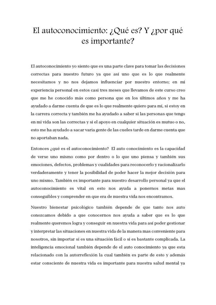 Ensayo Crítico: Reflexiones sobre el Autoconocimiento
