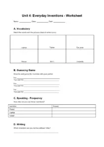 Everyday Inventions Worksheet