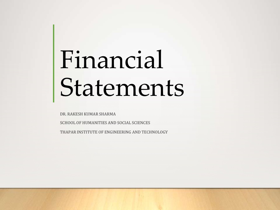 Financial Statements by Dr. Rakesh Kumar Sharma