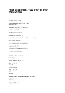 First Order Differential Equations Full Derivations