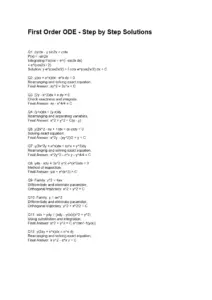 First Order ODE Step By Step Solutions