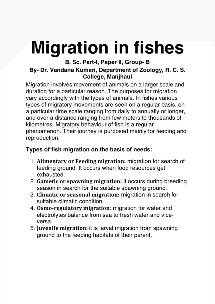 Fish Migration Notes