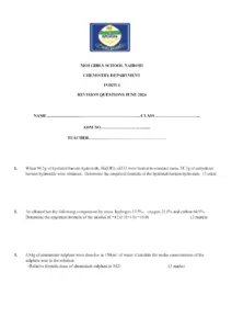 Form 4 Chemistry Revision Questions 2026