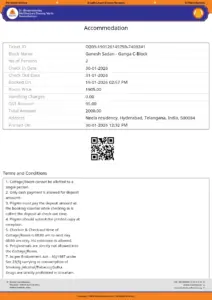 Ganesh Sadan Accommodation Booking Confirmation