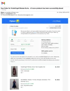 Gmail Order Confirmation for VredeVogel Women Kurta Set