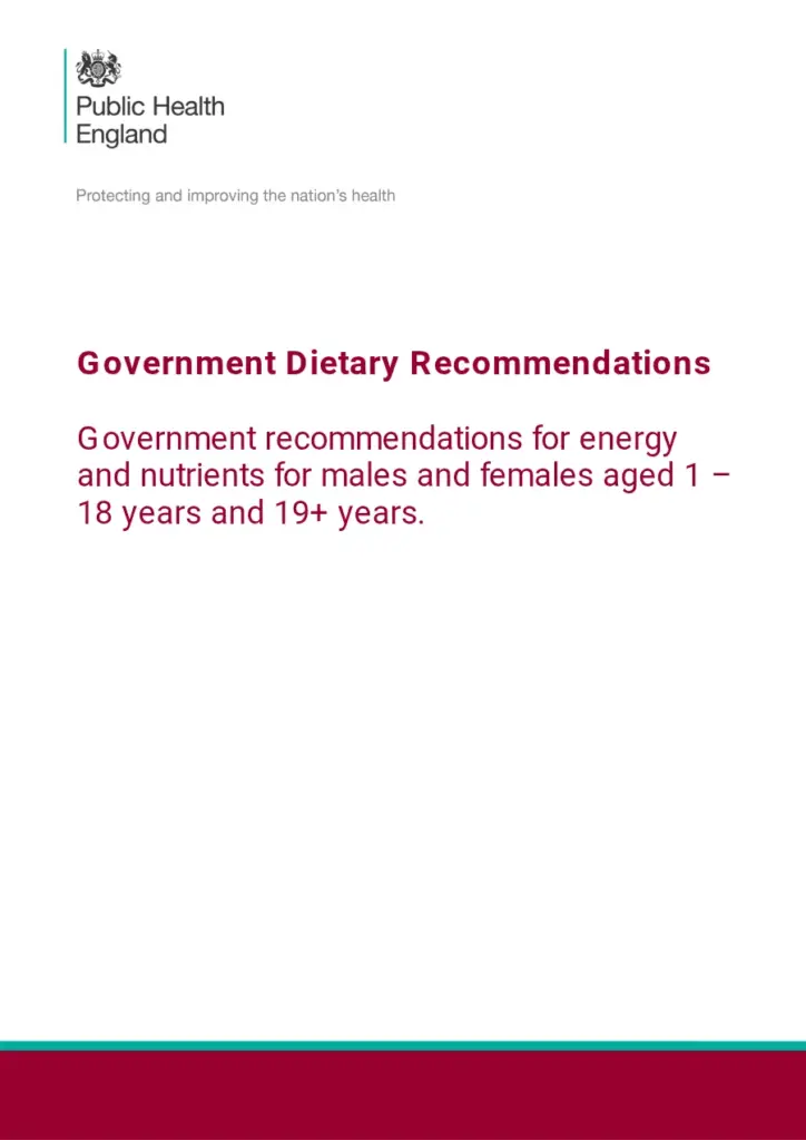 Government Dietary Recommendations for Energy and Nutrients