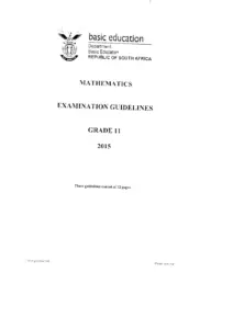 Grade 11 Mathematics Examination Guidelines 2015