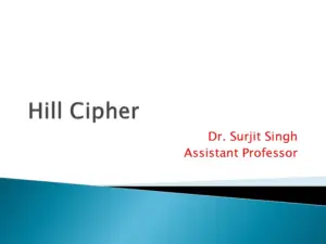 Hill Cipher by Dr. Surjit Singh