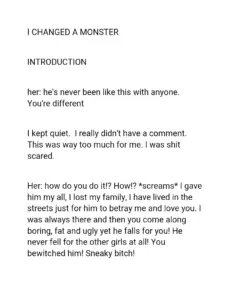 I Changed a Monster by Author Unknown