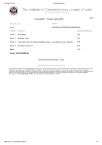 ICAI Exam Results June 2024