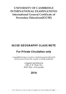 IGCSE Geography Class Notes