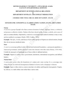 IRS 121: Rise of Nation-State – Conceptual Clarifications