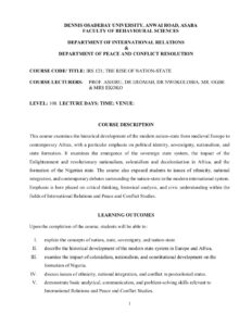 IRS 121: The Rise of Nation-State Course Outline