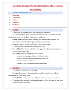 Informed Testing: Practices for Effective EFL Teaching and Learning