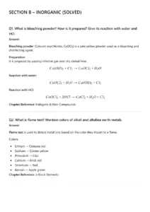 Inorganic Chemistry Study Guide – Section B: Inorganic (Solved)