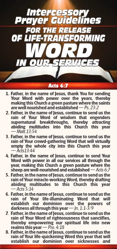 Intercessory Prayer Guidelines for Life Transforming Word in Our Services
