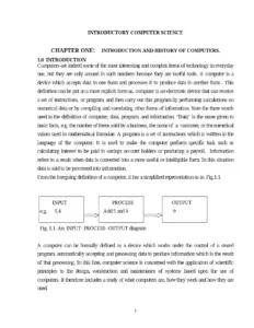 Introductory Computer Science – Chapter One: Introduction and History of Computers