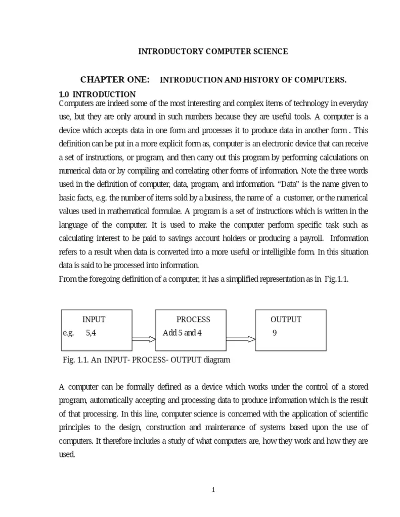 Introductory Computer Science - Chapter One: Introduction and History of Computers