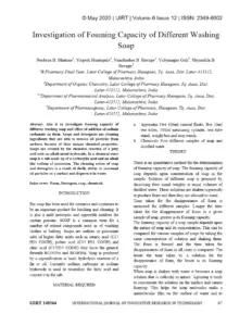 Investigation of Foaming Capacity of Different Washing Soap