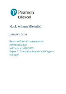 January 2019 IAL Mark Scheme Paper 5 Edexcel Chemistry A Level