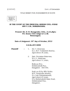 Judgment in O.S. No. 297 of 2008 – Karnataka